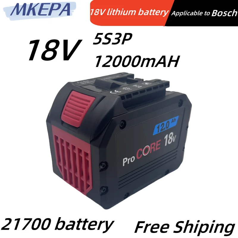 

18V Battery 12Ah for Bosch Electric Drill 18V Rechargeable Li-ion Battery BAT609, BAT609G, BAT618, BAT618G, BAT614 + 1Charger