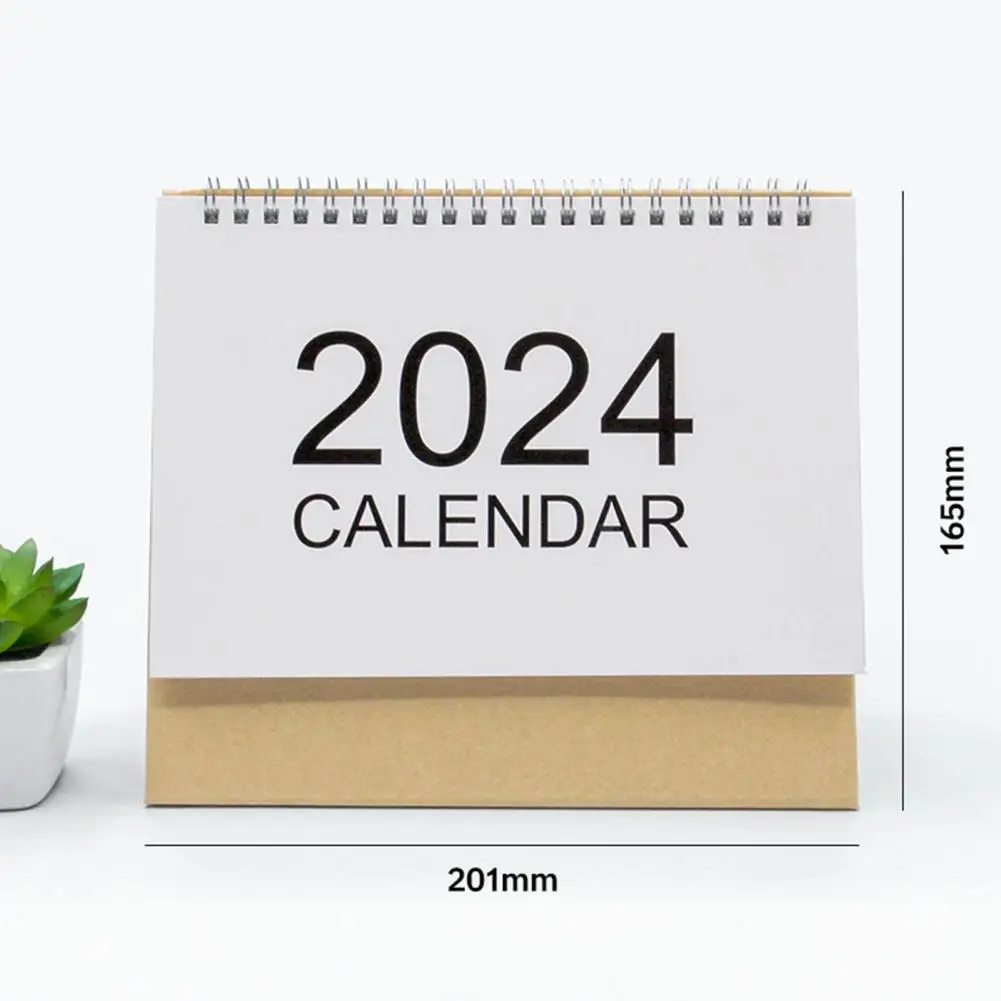 School Desk Calendar 2024 Mini Desk Calendar Stand-up Flip-top Design Event Marking Convenient Office Decor