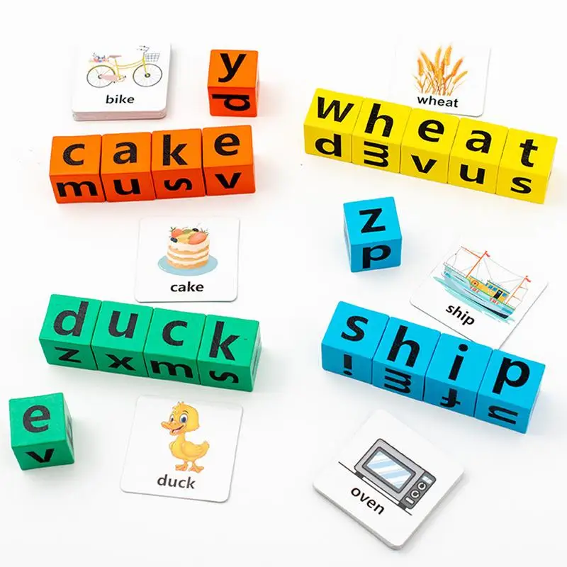 Spelling Block Toy Wooden Kids Spelling Block Toy Alphabet Puzzles Blocks Children Learning Toy For Home Kindergarten