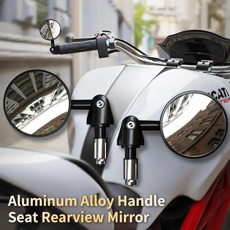 

【MO】1Pair Motorcycle Handlebar Rearview Mirror Handlebar Extended Rear View Mirror Blind Spot Wide View Safety Turning Mirror