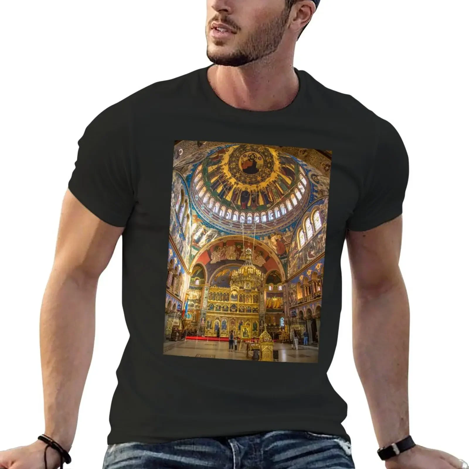 Romania. Transylvania. Sibiu. Orthodox Cathedral. Interior. T-Shirt customs quick drying boys whites Men's t-shirt