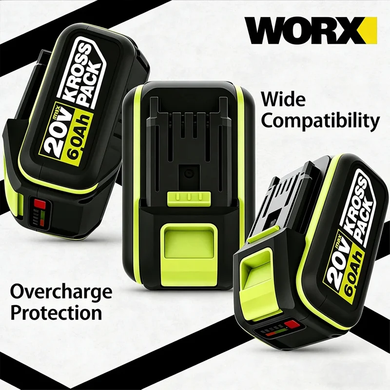 

20V 6.0Ah 8.0Ah Lithium ion Battery For WORX 5pin WA3016 WA3023 WA3027 Cordless Power Tool Replacement Battery