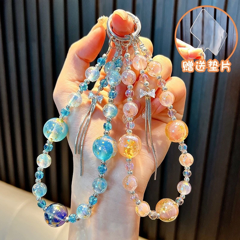 

Exquisite Butterfly Tassel Beaded Anti-Lost Bracelet For Mobile Phone Case Wrist Strap Lanyard Keychain Bag Decor Pendant Gifts