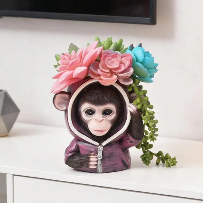 Fun Animal Themed Resins Flowerpot Succulents Planter for Indoor Plant And Kids Room Decoration 55KF