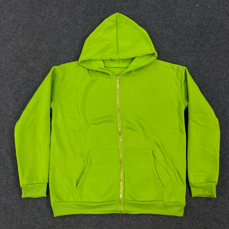 European American Fashion Solid Color Sportswear Tops Autumn Winter Men Women's Clothing Loose Casual Zippered Cardigans Hoodies