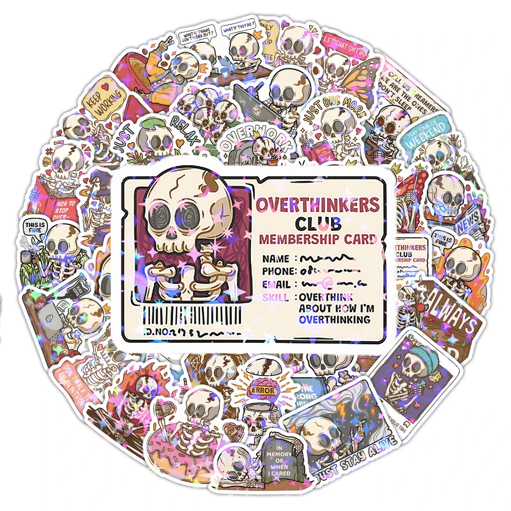 

10/30/50pcs Cute Cartoon Skull Laser Stickers Creative Art Graffiti Sticker Scrapbook Helmet Diary Phone Funny Waterproof Decals