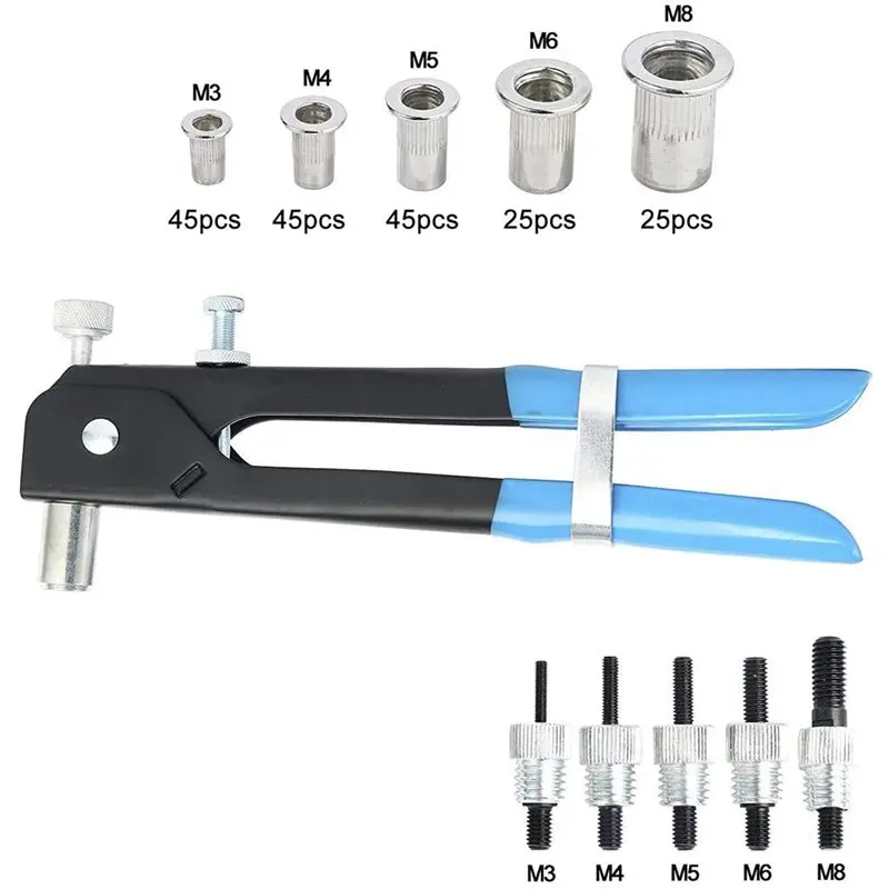 AB11-Hand Tools 86Pcs Heavy Duty Carbon Steel Riveter Set Blind Rivets Assortment Kit Rivet Gun Tool, Rivet Nut Tool