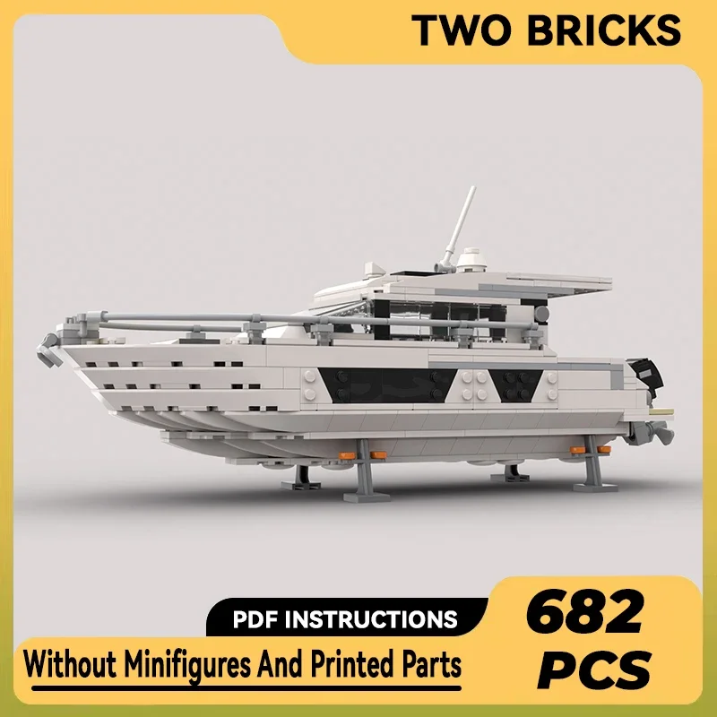 MOC-Boat Model Outboard Motor Yacht Blocos de Construção Modulares, Technical Moc Bricks, Brinquedos DIY Conjuntos, Montagem Presentes para Crianças