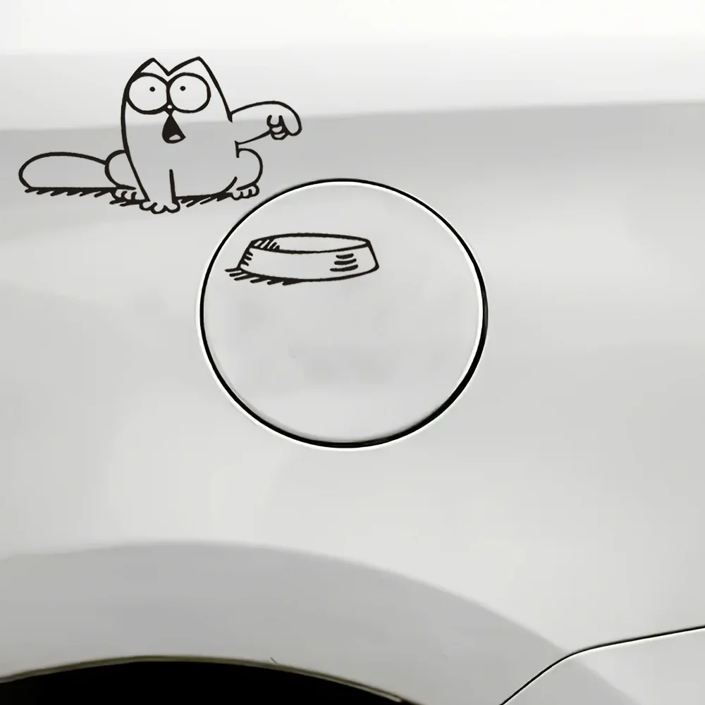 

1 шт., очаровательная и забавная наклейка на крышку топливного бака с мультяшным котом-водонепроницаемая легкая наклейка для использования на открытом воздухе, водонепроницаемая наклейка для автомобиля