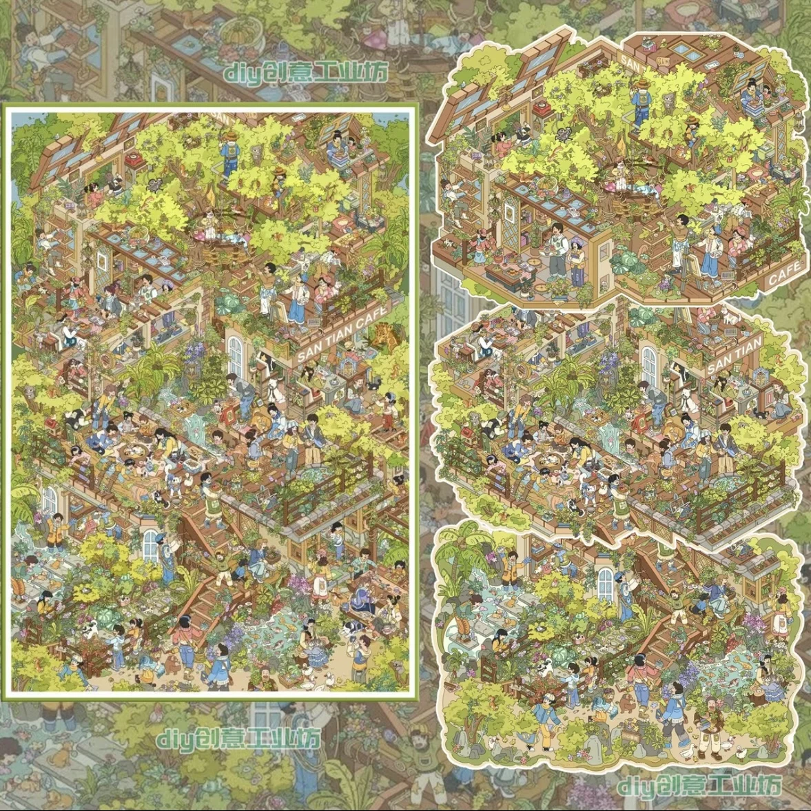 rolling-monster-series-forest-tree-house-large-3d-landscape-stickers-diy-3d-stickers