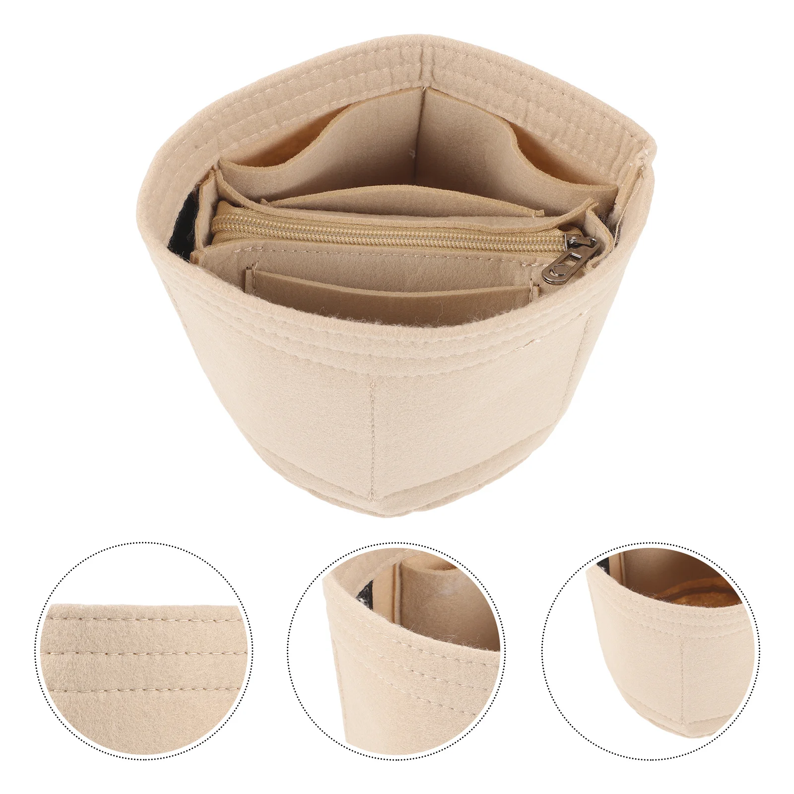 

Purse Organizer Insert for Handbags Large Capacity Felt Tote Bag Organizer Cylinder Insert Storage Liner for Women