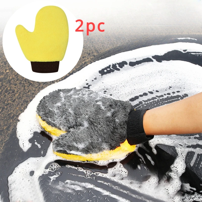

2 шт., варежки для мойки автомобиля, толстые перчатки для стирки из кораллового флиса премиум-класса, вмещают тон сухильной воды для эффективной стиральной машины, ворс