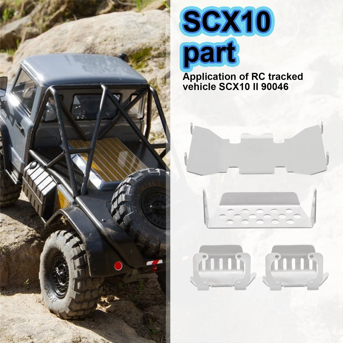 المصد الأمامي من الفولاذ المقاوم للصدأ السفلي + المحور + علبة التروس جبل حماية لوحة التزلج مجموعة ل 1/10 RC الزاحف محوري SCX10-Elect