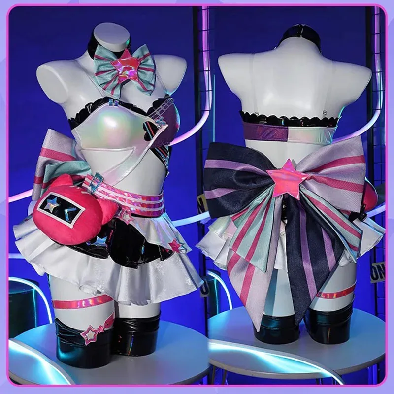 

AA 2025 New Anime Snow Miku Cosplay Costume Wigs Women Sexy Leather Bar Skirt Suit Bunny Girl Kawaii Cute Uniform Halloween ☆ ☆