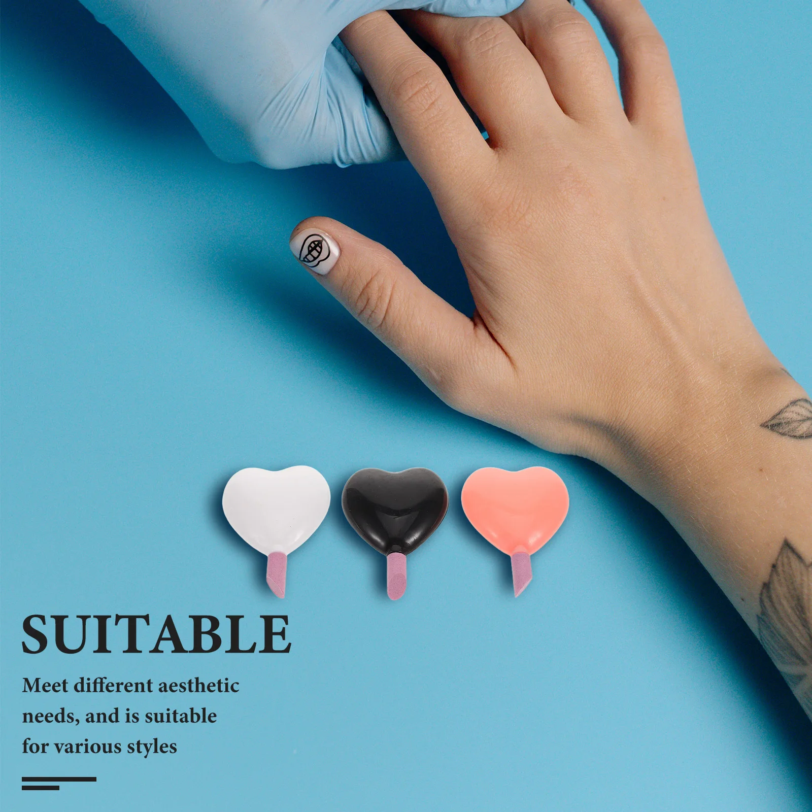 6個入り ハート型 トップネイルポリッシュリムーバーペン 軽石バッファー ポータブルキューティクルプッシャー マニキュア用 軽石ネイルケアツール