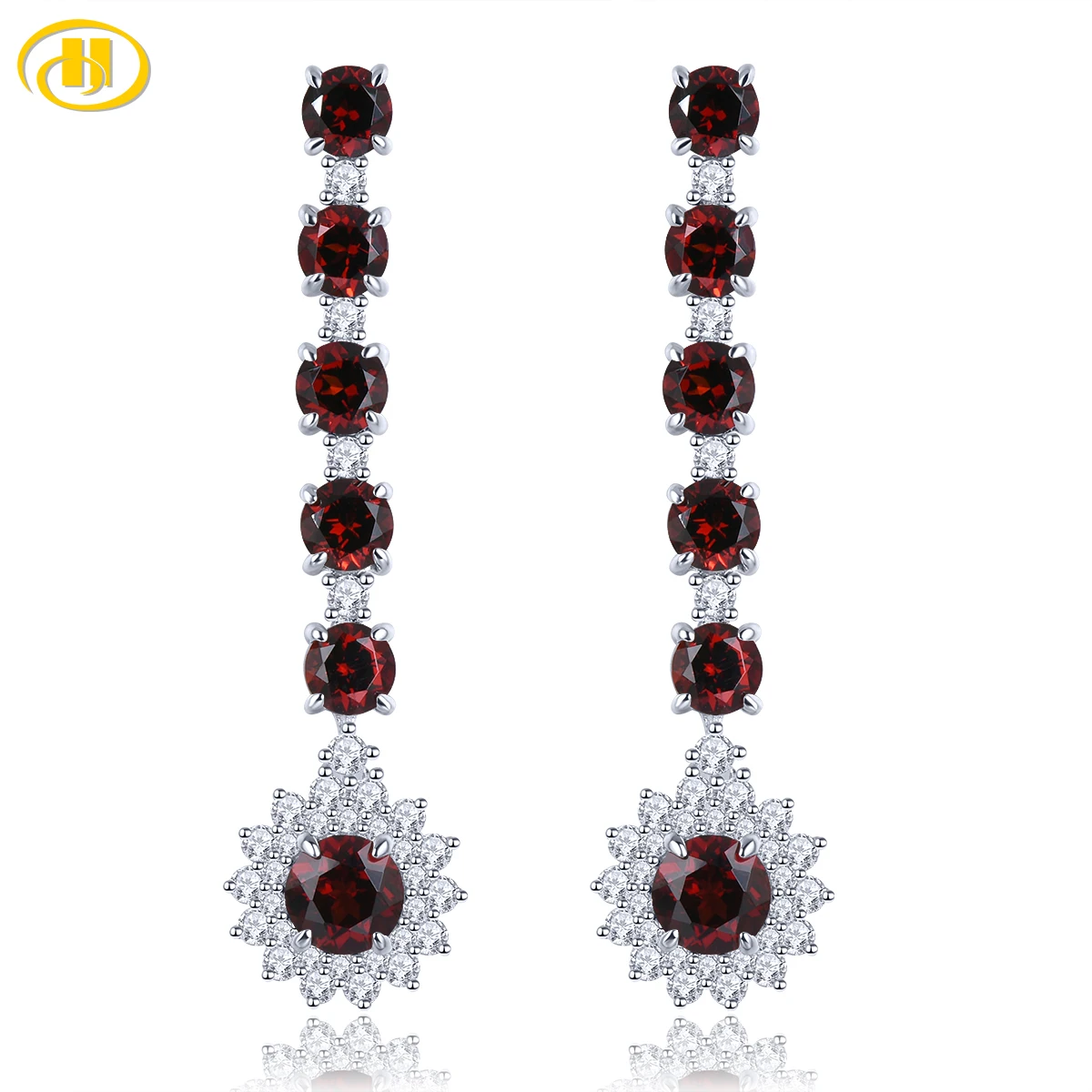 Natural Garnet 925 Sterling Silver Earrings 4.5 Carats Genuine Gemstone Fashion Style Fine Jewelry for Anniversary Gift