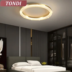 Lámpara de techo con anillo de luz LED, luminaria con brillo nórdico dorado/blanco, para dormitorio, cocina, comedor