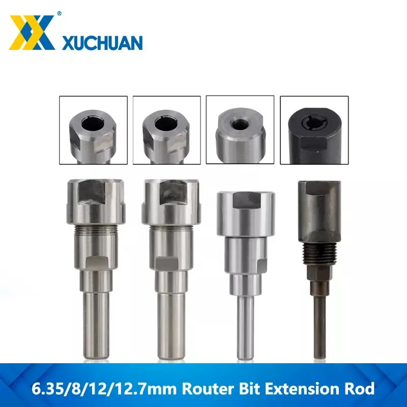 1pc 6.35/8/12/12.7mm Shank Router Bit Collet Extension Rod For Engraving Mchine Tool Holder Collet Extension Rod