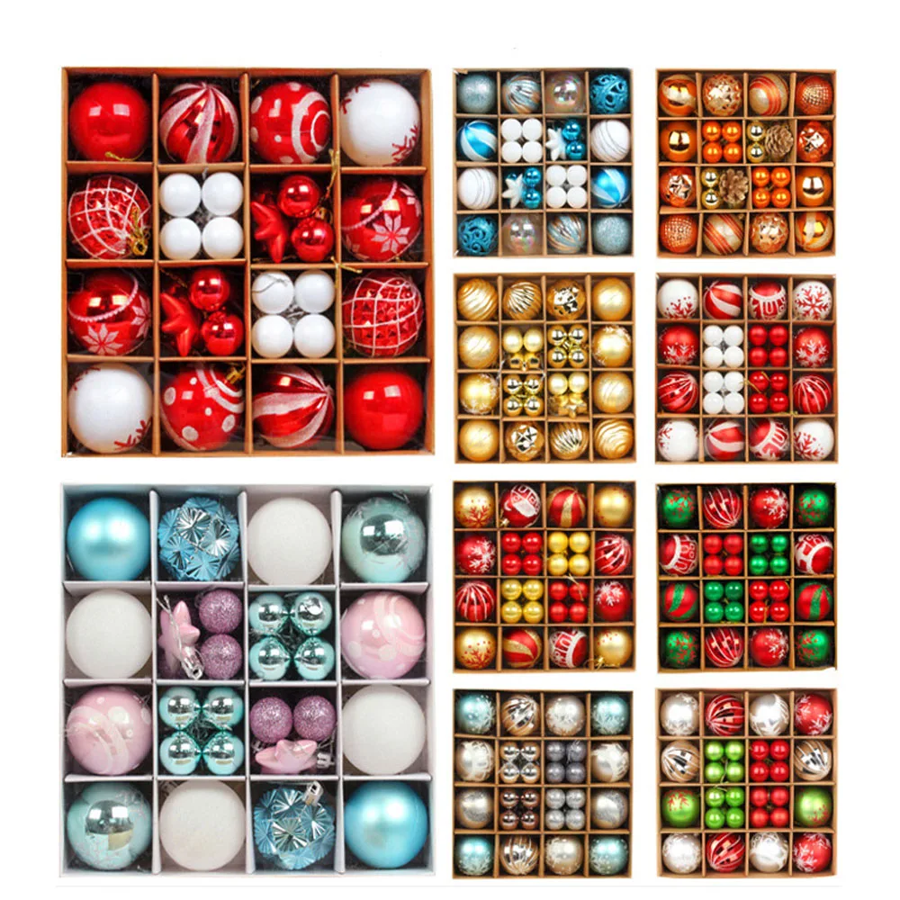 

44 шт., елочные шары, украшения, разноцветные декоративные пластиковые шары, украшения для праздника, рождественской вечеринки, украшения дома