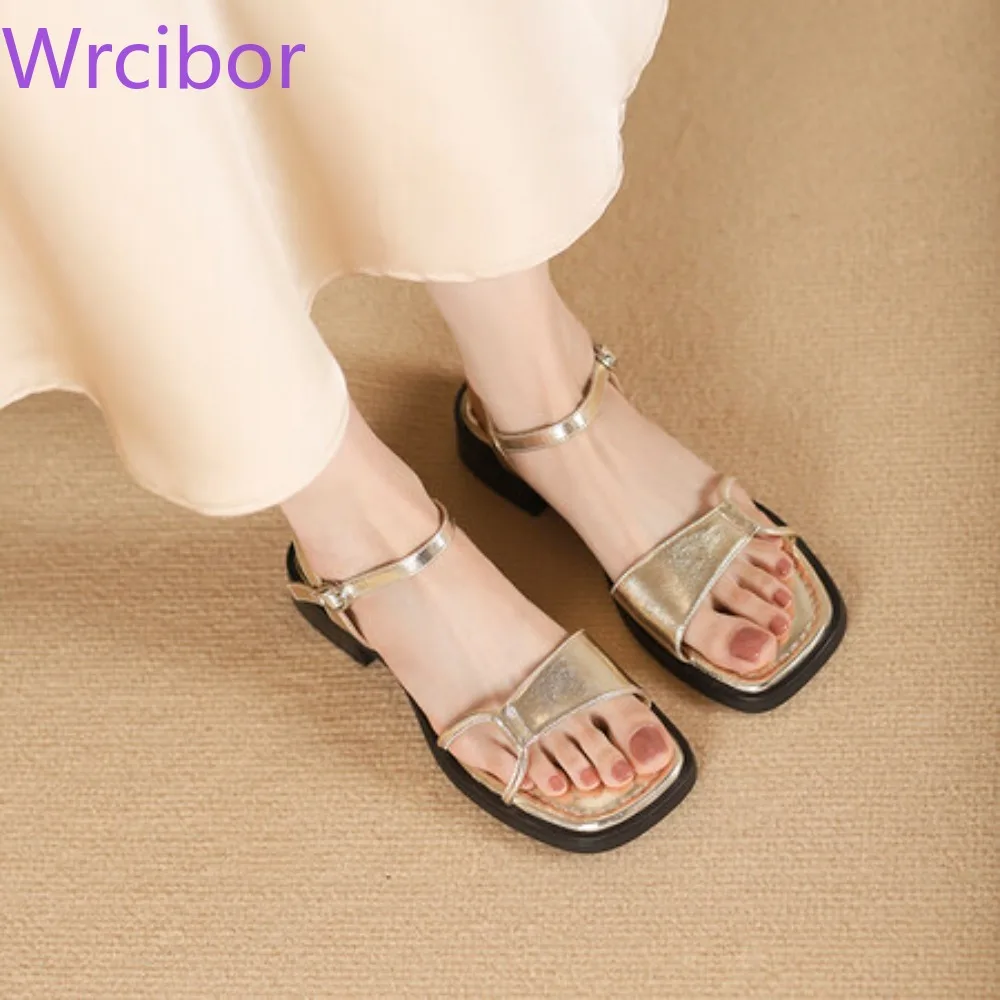 

2024 New Summer Sandals for Women, French Style, Beautiful Retro, One Word with Soft Soles, Low Heels, Fashion, Design Sense