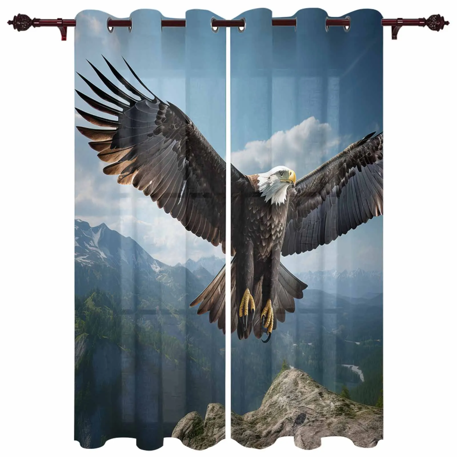 Sky Mountain Eagle Modern Panels Hall Curtains for Living Room Bedroom Window Curtains Hotel Drapes