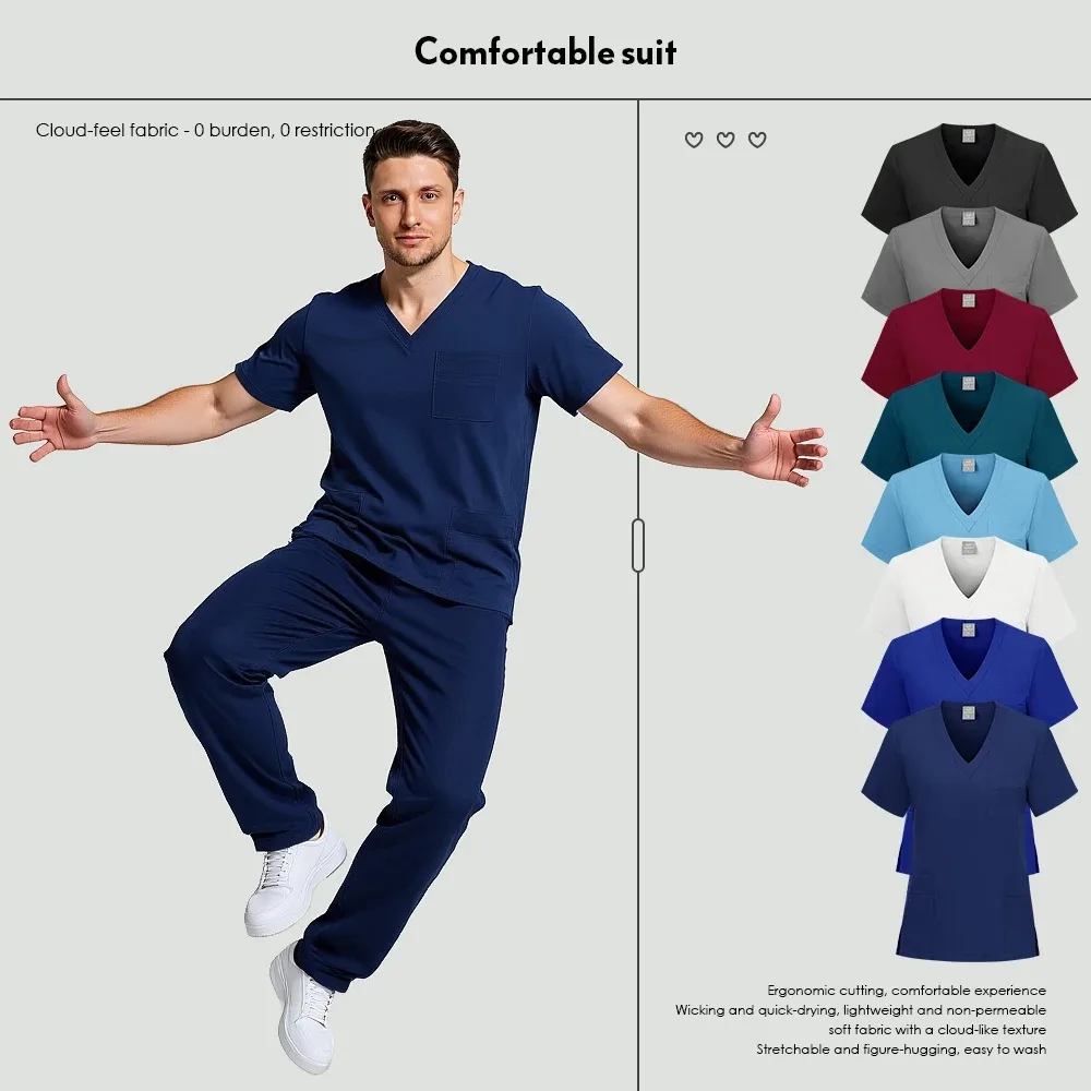 

Beauty Spa Uniforms Fashionable Short Sleeved Shirt High Quality Medical Scrubs men Veterinary Uniform Top Soft Nursing Jacket