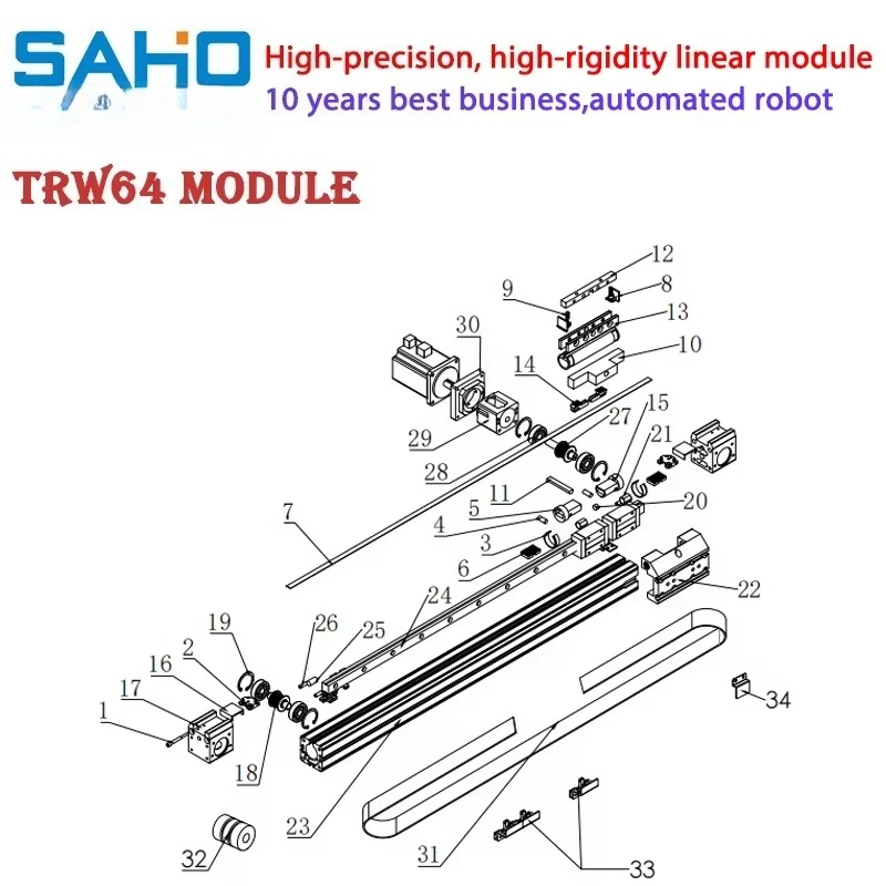 TRW64 High Precision Linear Actuator 100mm Linear Belt Module 40kg Load 6m Stroke 1m/s Top Speed Featuring Bearing Linear Guides view 5