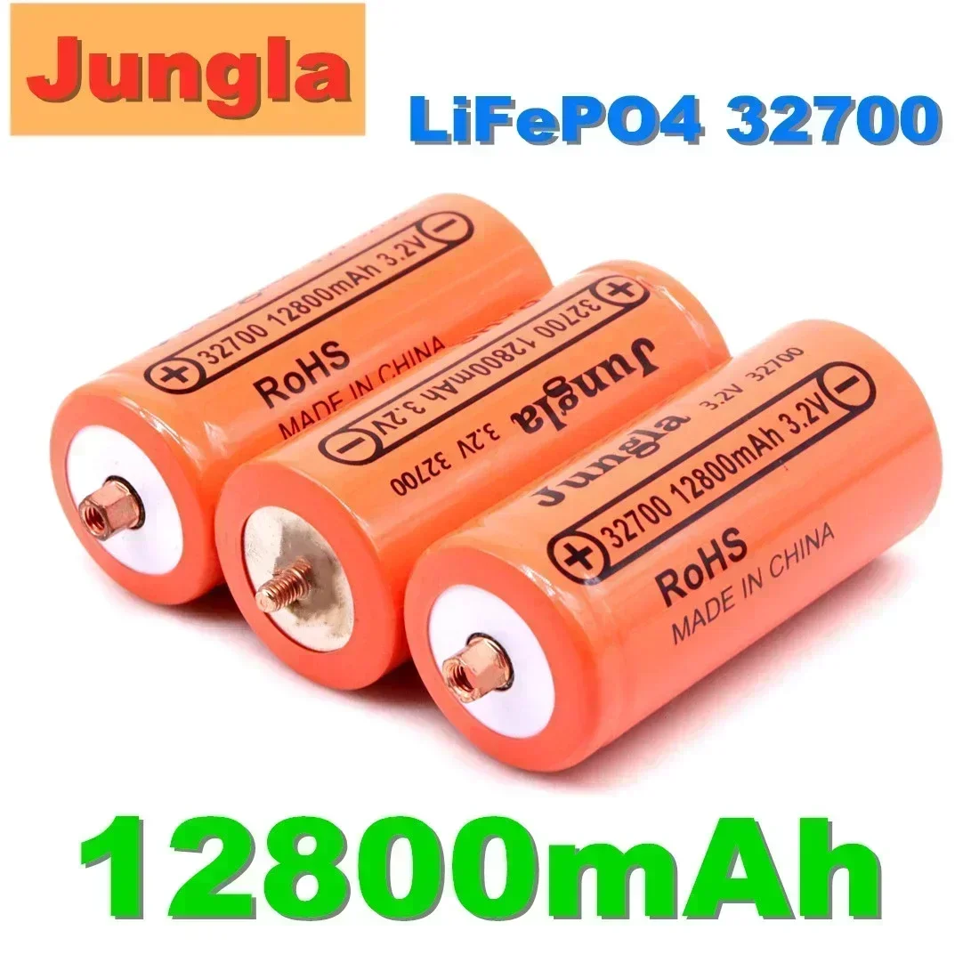 Bateria recarregável do poder do fosfato do ferro do lítio com parafuso, 32700, 12800mAh, 3.2V, LiFePO4, profissional, original, 4 PCes