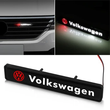 Für Volkswagen Golf-6 7 4 5 POLO Passat B5 B6 B7 T4 T5 Tiguan Jetta Dekorative LED Lichter Front Hood Grille Dekoration Abzeichen