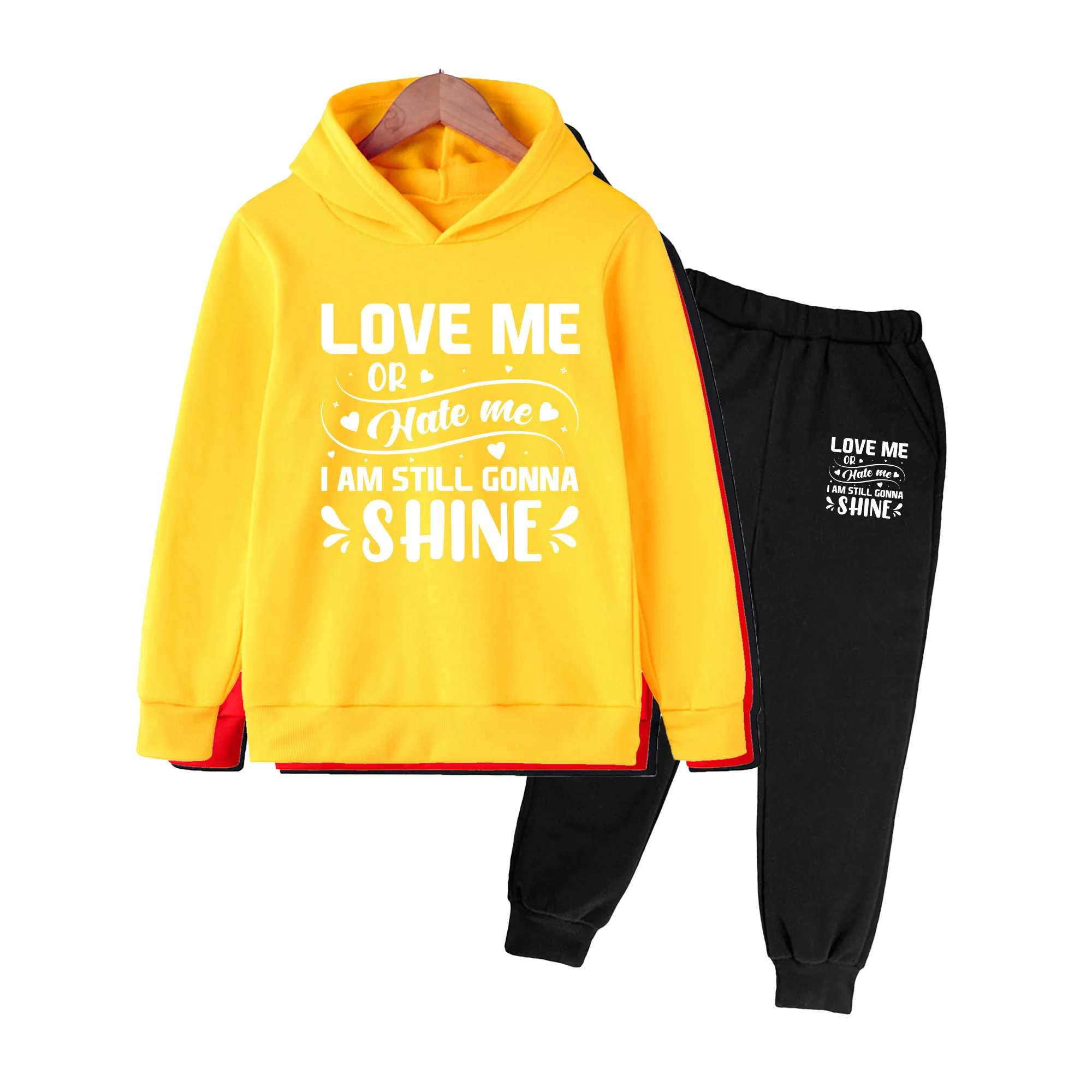 Kids Hoodie and Sweatpants Set, Cartoon Print 2-Piece Loungewear, Casual Outfit for Boys & Girls Daily Wear