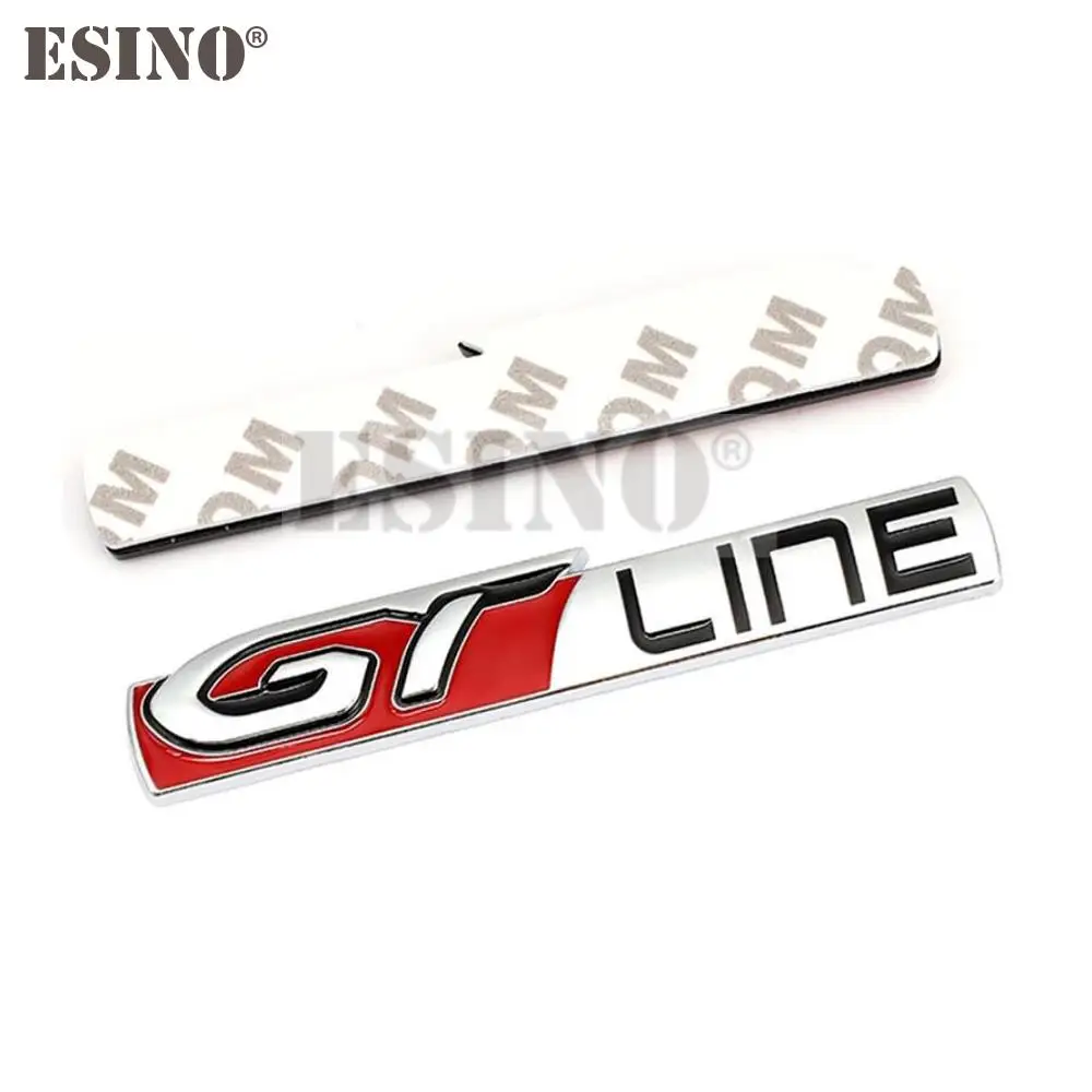 Car Styling GT Line 3D Metal Chrome Zinc Alloy Emblem Badge Body Fender Adhesive Emblem for Peugeot GT RCZ 308 508 3008 5008