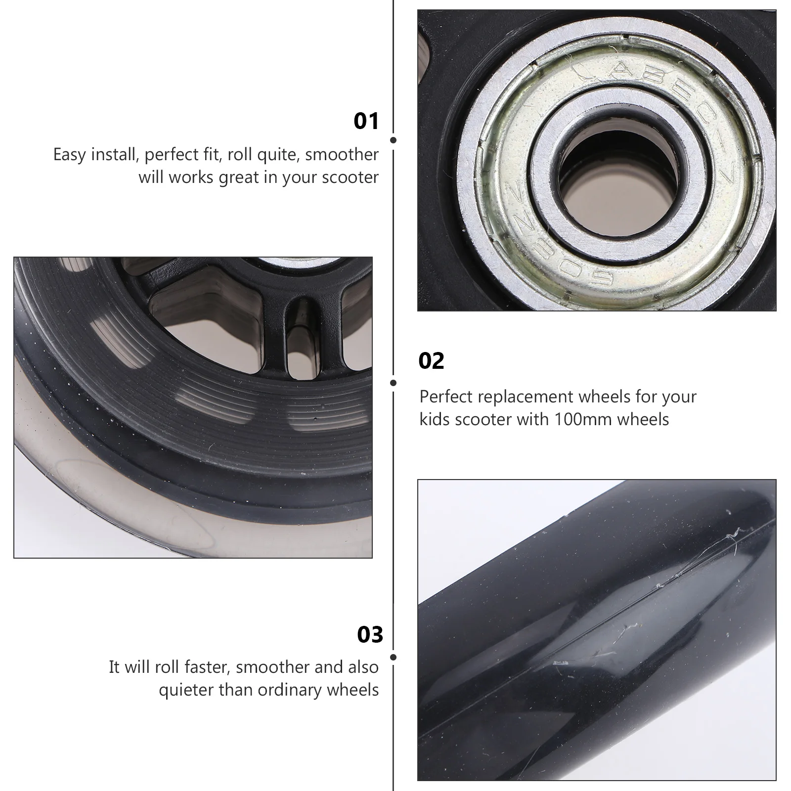 

4pcs 100Mm Luggage Wheels Replacement Trolley Case Wheels Wear-Resistant Pu Scooter Wheel For Skate Park Street Lawn