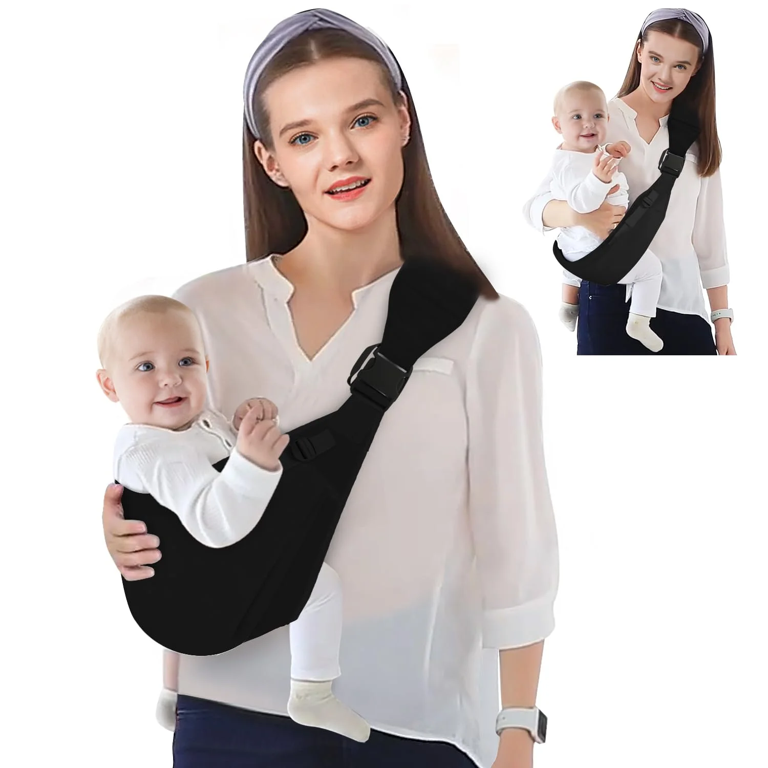 

Baby Sling Carrier Baby Carrier Newborn to Toddler Adjustable One Shoulder Labor-Saving Baby Holder Carrier, Baby Half Wrapped