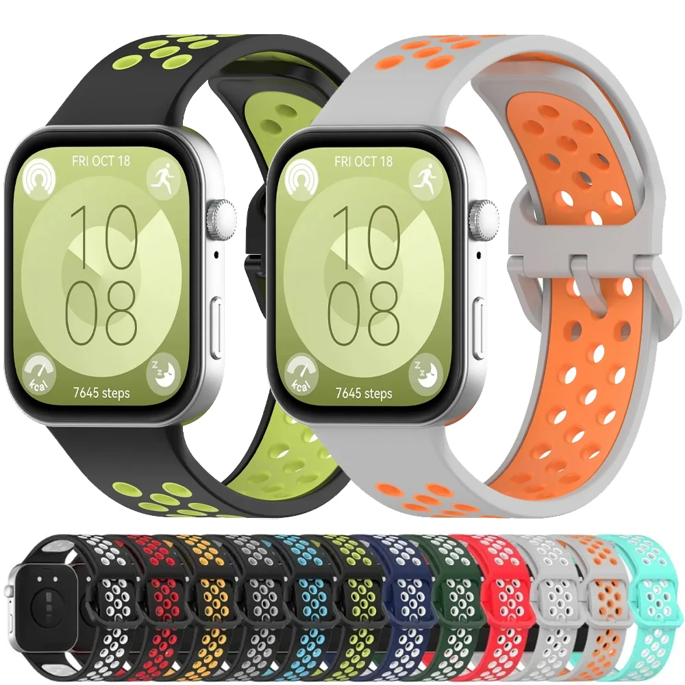 Sport-Silikonarmband für Huawei Watch Fit 3/4 Komfortables Atmungsaktives Armband Correa für Huawei Watch Fit4 Pro Zubehör