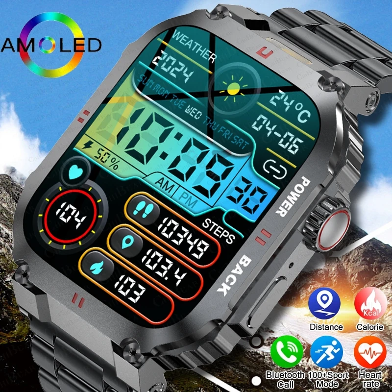 

2025 New Military Outdoor Sports Smart Watch Men LED Torch 1.91inch Health Tracker IP68 Waterproof Bluetooth Call Smartwatch Man