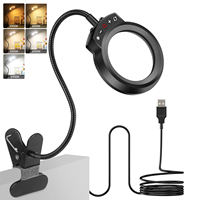 5X Magnifying Glass with 5 Color LED Light Gooseneck Illuminated Magnifier Lamp for Soldering Repair DIY Close Work