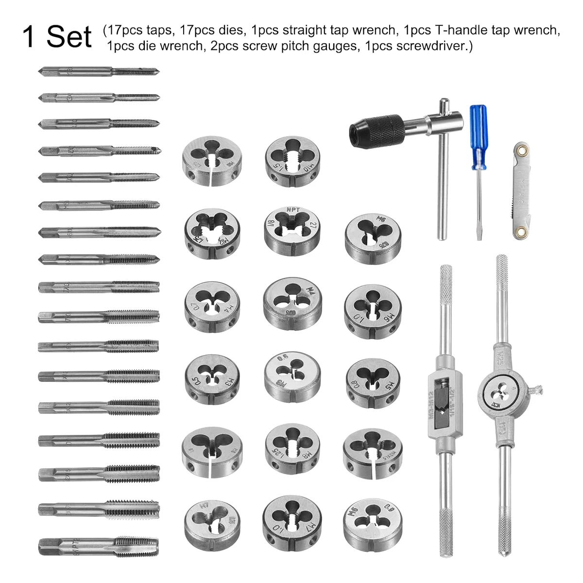 40Pcs Multi Size Portable Home Taps Slabs Tool Case Hardware Tool Universal Combination Alloy Steel for DIY Projects