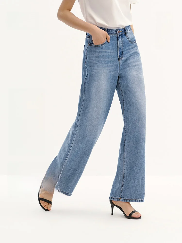 

Semir Women's Wide Leg Jeans Summer Cool Feeling Trendy Long Pants l Waist Zipper Closure Stand Fit No Stretch