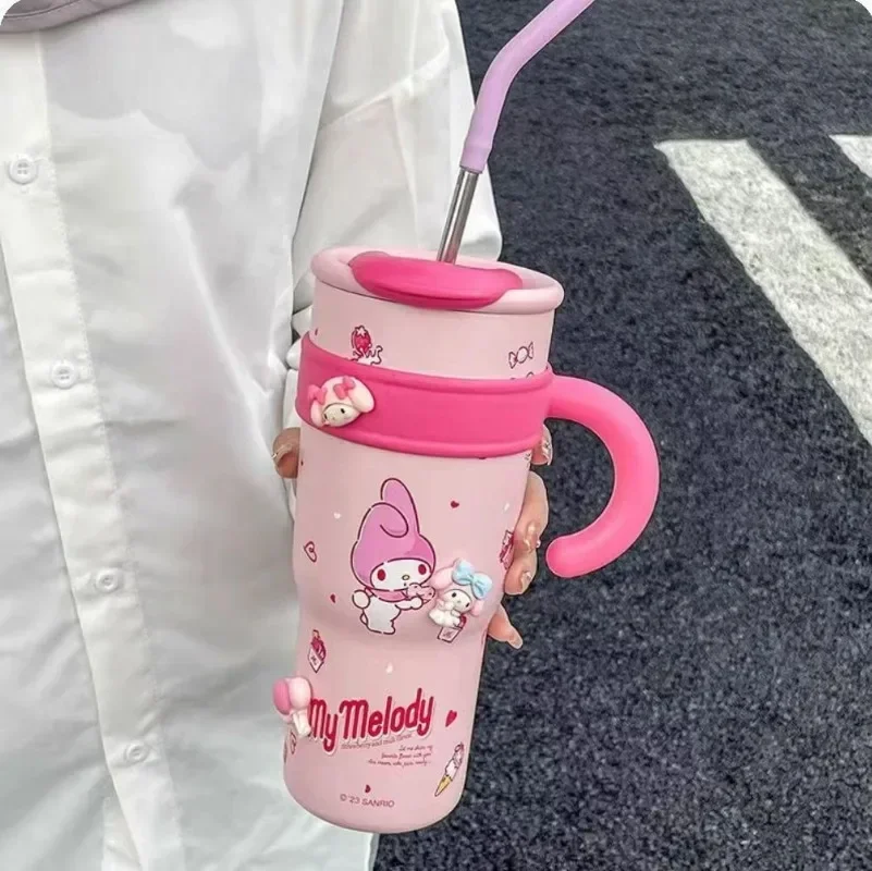 

Hello Kitty Pochacco Anime Kawaii MINISO Fashion Thermos Cup Cute Cinnamoroll Large Capacity Straw Outdoor Portable Bottle Gifts