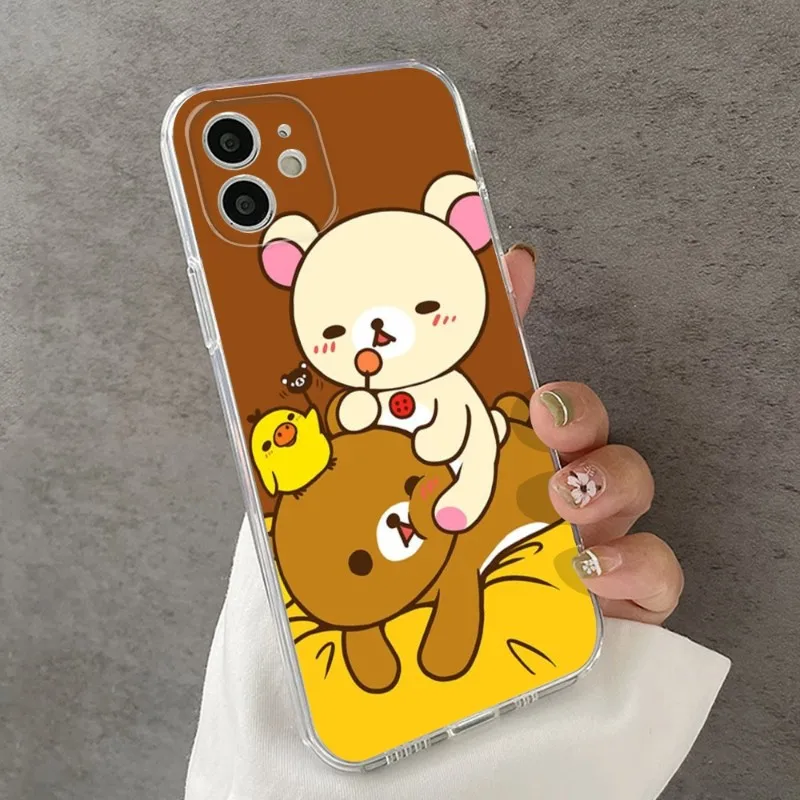 Kawiyi R-Rilakkuma Phone Case FOR IPhone 14 13 12 11 Pro Plus X 13 Pro MAX XR XS MINI Transparent Covers