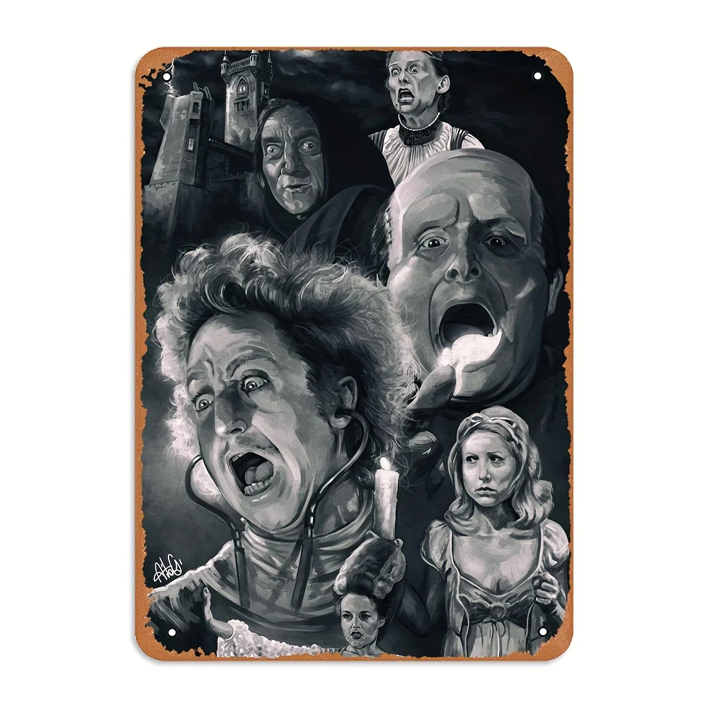 لافتة قصدير لفيلم "Young Frankenstein" العتيق - ، لوحة فنية جدارية حديدية للحنين إلى البار أو المقهى أو المرآب، للسيارة الكهف أو ديكور المنزل، ميتا #1
