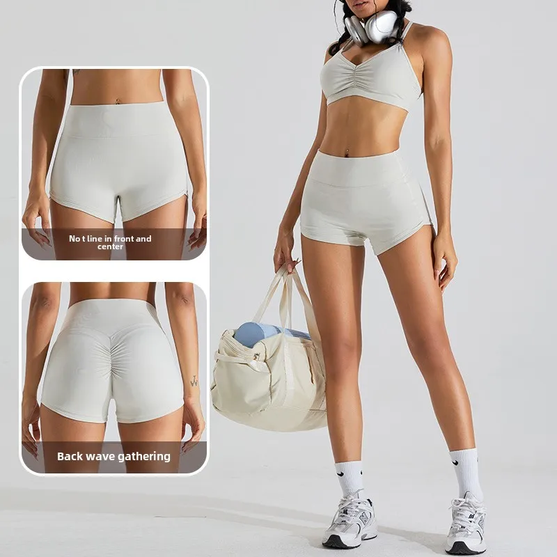 솔리드 컬러 하이 웨이스트 이음매없는 엉덩이 리프트 요가 반바지 통기성 빠른 건조 피트니스 레깅스 사이클링 러닝 스포츠 반바지