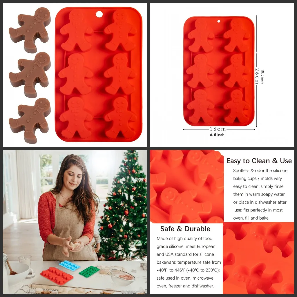 قالب سيليكون للرجال من الزنجبيل، قالب خبز الزنجبيل لحفلات عيد الميلاد الممتع للشوكولاتة والصابون وخبز الكيك ومكعبات الثلج