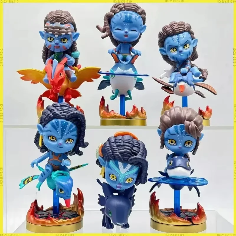 

6pcs Kawaii Avatar 2 The Way Of Water Q Style Big Head Figurine Jack Sully Neytiri Car Dashboard Home Decor Collectible Gift Toy