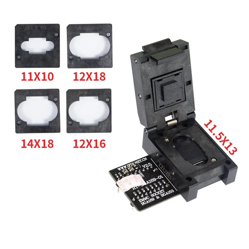 Imagem -06 - Adaptador Emmc V2.5 Caixa Delimitadora Bga para Programador Rt809h Rt-bga16901 Bga169 Bga153 Pcs