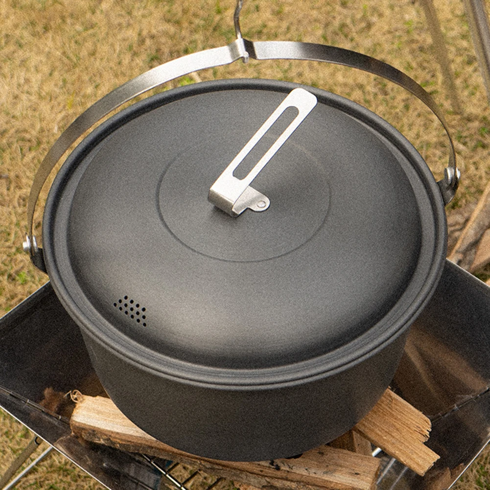 Hiking Steamer 4.5L Cookware Stainless Steel Handle Strong Rivets Anti-overflow Design Camping Approx. 22*22*20cm