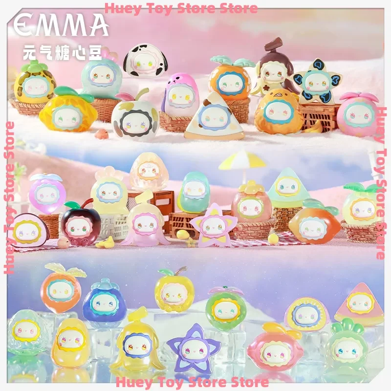 Caja ciega Original de la serie EMMA Sweet Heart Beans, Mini partículas, decoración del coche, lindo bolso ciego, estatuilla, conjunto de regalo