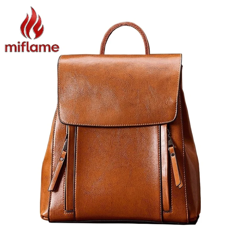 

Женский рюкзак из вощеной кожи, водонепроницаемый, легкий, для путешествий, сумка для ноутбука, повседневный ранец, винтажный стиль