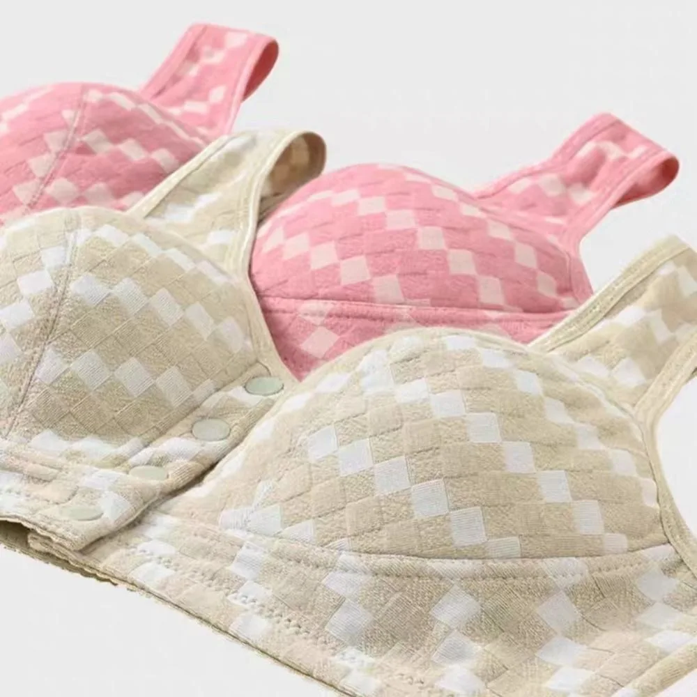 

Comfortable Thin Front Button Bra No Chest Pad Seamless Wireless Bra Intimates Large Size Underwear for Women Lady