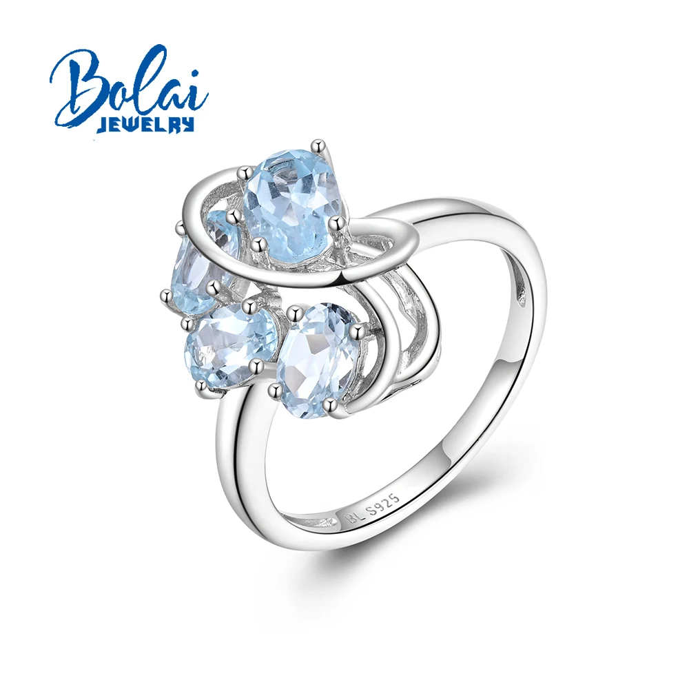 

Elegant 925 sterling silver Leaf style Fancy design ring Natural Sky Blue Topaz gemstones fine jewelry for women valentines gift